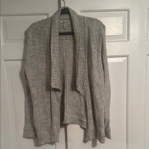 dressbarn Gray Cardigan Sweater with Waterfall Collar